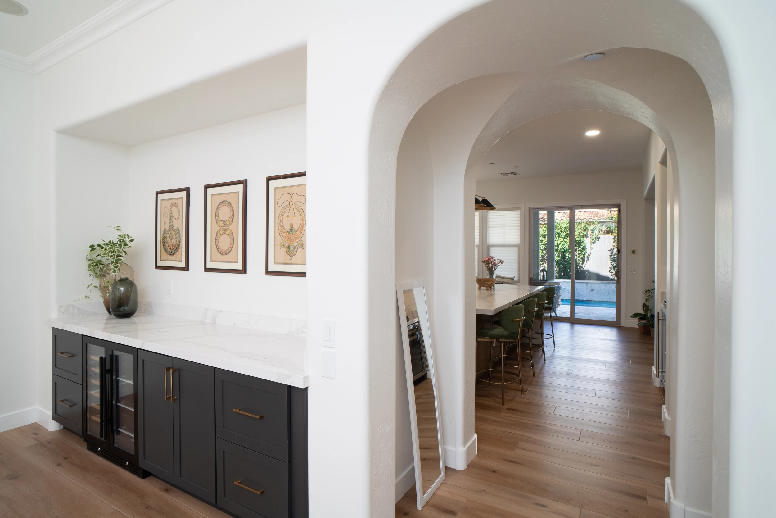 Hallway with sconce lighting