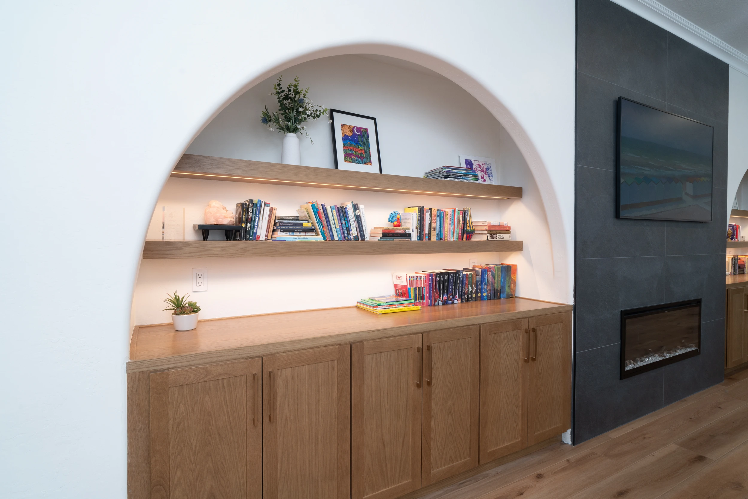 Living room built-in shelves