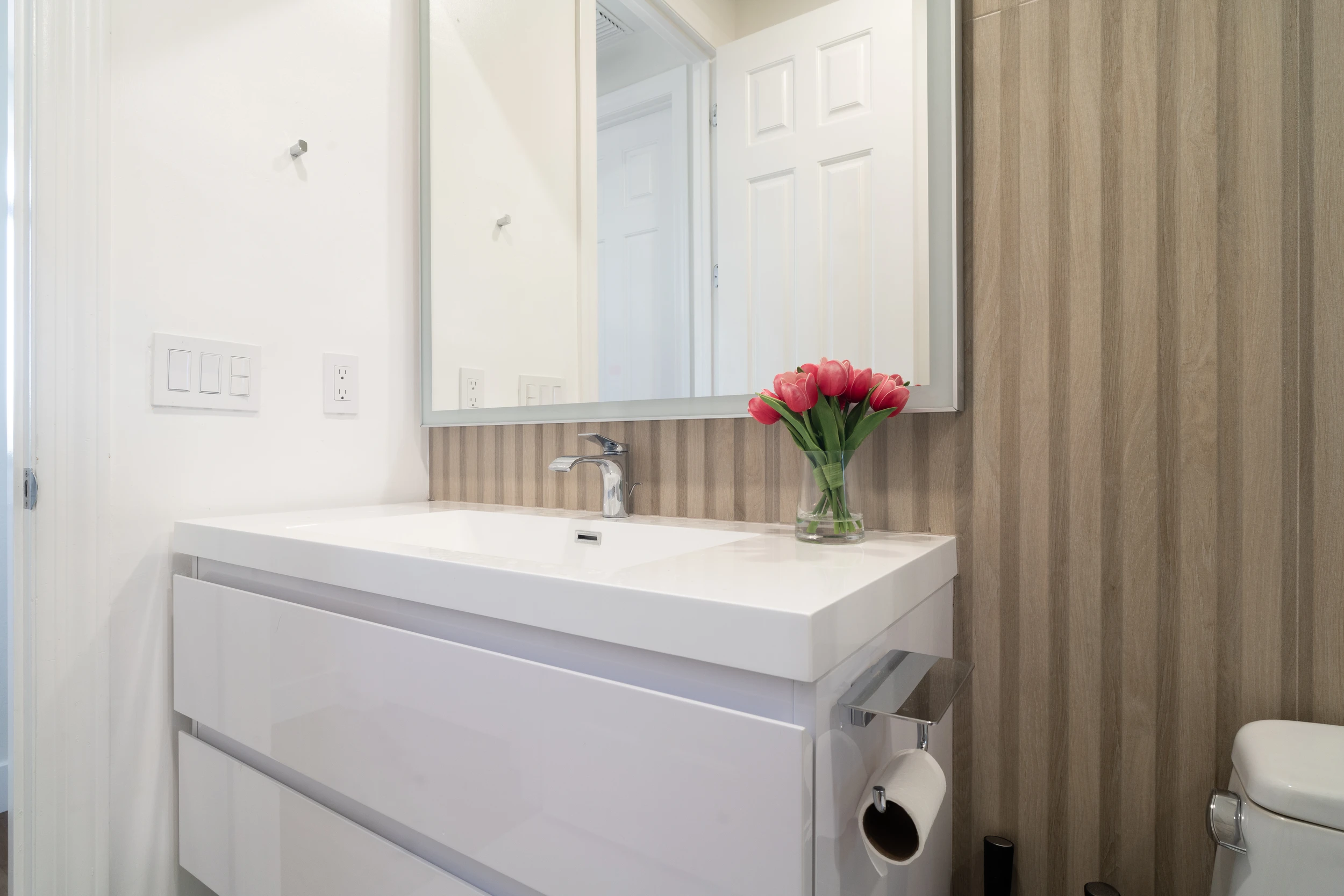Secondary bathroom floating vanity