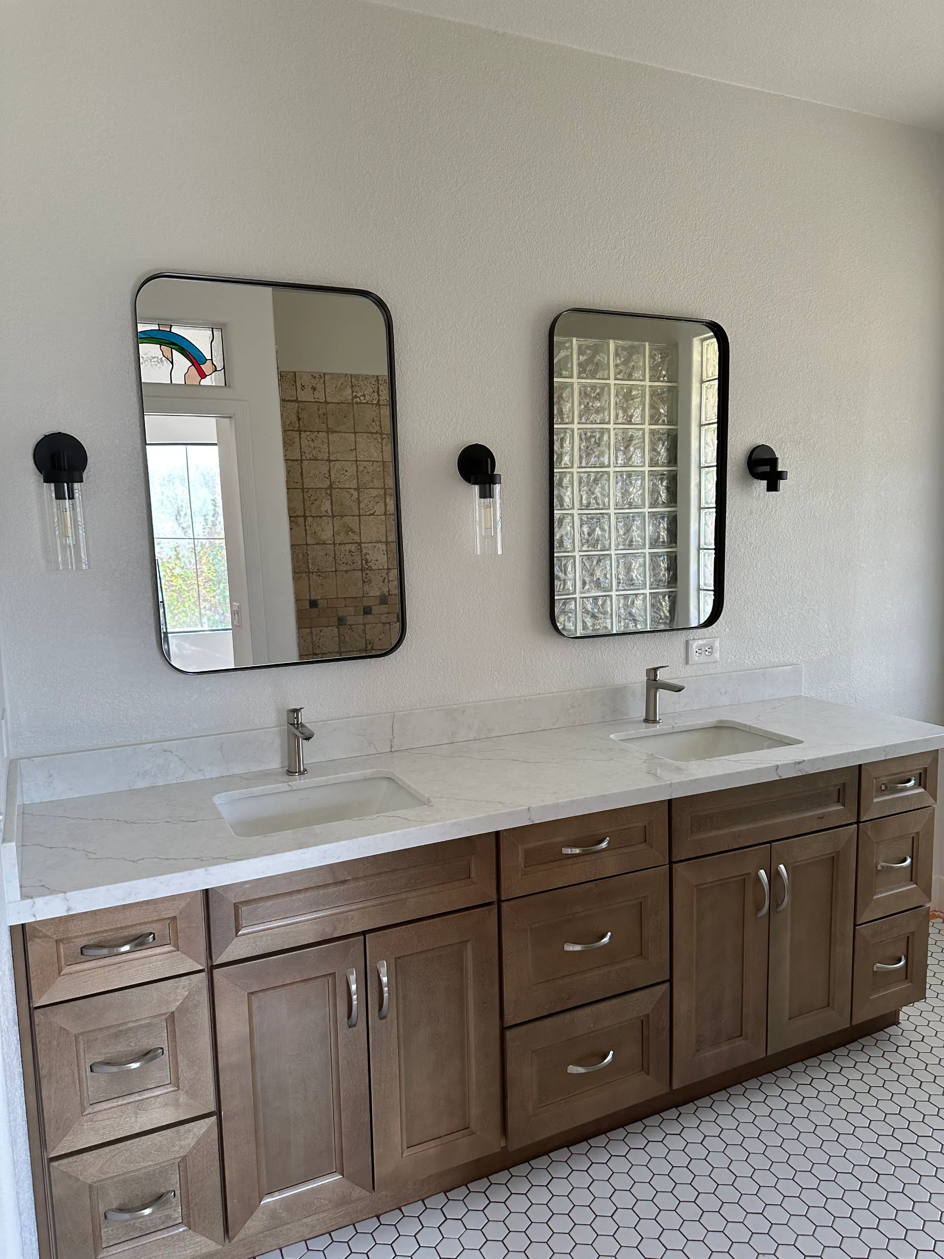 New vanity and tile in master bath